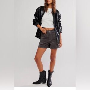Free People Women's Tippi Faux Suede Shorts size 26 dark grey nwt